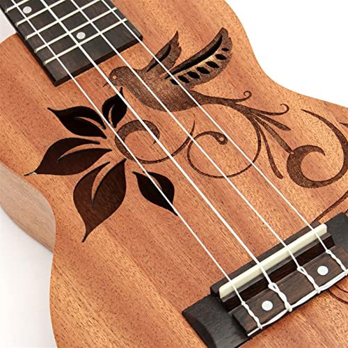 Ukulélé 21″Mini Sapele Flower & Bird Bird Boîtier en Pierre Acajou Délicat Tuning PEG Touche Touche Nylon String Ukulélé Guitar Matte Kids Cadeau Instrument Ukulele - Les Beatles, Paul McCartney, John Lennon, RIngo Starr, George Harrison Ukulélé 21"Mini Sapele Flower & Bird Bird Boîtier en Pierre Acajou Délicat Tuning PEG Touche Touche Nylon String Ukulélé Guitar Matte Kids Cadeau Instrument Ukulele – Image 4