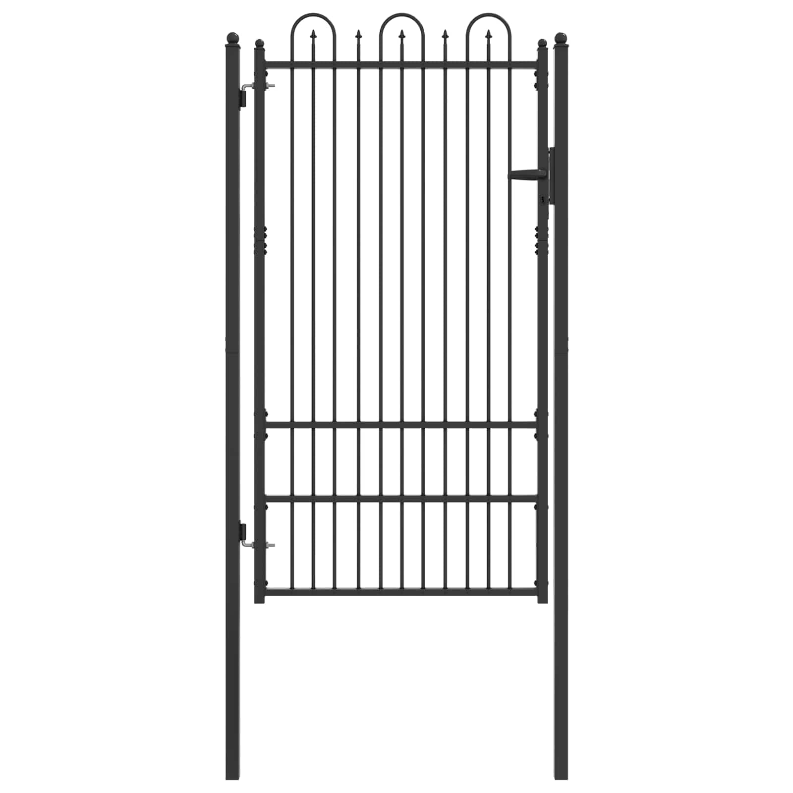 Vidaxl Black Fence Gate Horst 100 X 175 Cm Steel Lockable, Modern, Secure Fence, Durable Gate, Gated Entryway, Contemporary Barrier System, Stylish Outdoor Accessory For Property