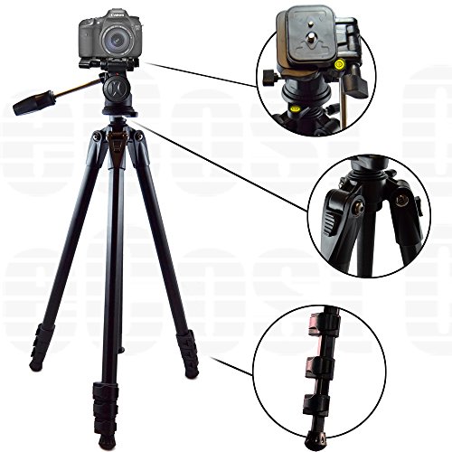 80 Inch Elite Series Professional, Full Size Camera Tripod + Pro Series 72 Inch Monopod W/ Quick Release For Nikon D7200, D810, 1J1, 1V1, Df, D40, D40X, D50, D70S, D70, D80, D90, D300, D300S, D600, D610, D700, D750, D800, D800E, D3000, D3100, D3200, D5000, D5500, D5100, D5200, D5300, D7000, D7100, D1H, D2H, D2X, D3, D3S, D3X And D4 + Ecost Connection Microfiber Cloth #TOP1