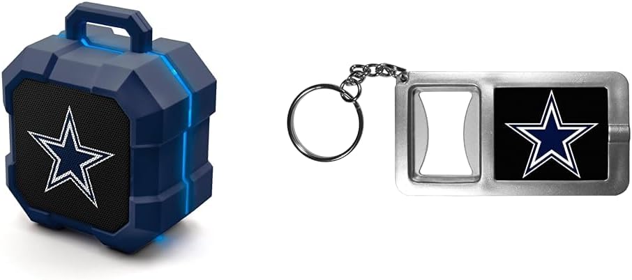 SOAR NFL Shockbox Dallas Cowboys Speaker and Cowboys Flashlight Key Chain Bundle