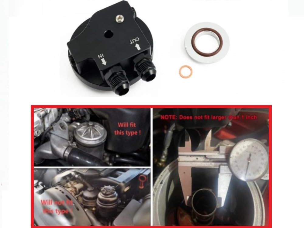 Coperchio filtro olio adattatore radiatore olio alluminio nero anodizzato olio Dash10 AN10 2 connettori 1/8" 1x 1/4" NPT per sensori di temperatura e pressione per 3 serie 5 E36 E46 M3 Z3 Z4 M50 S50