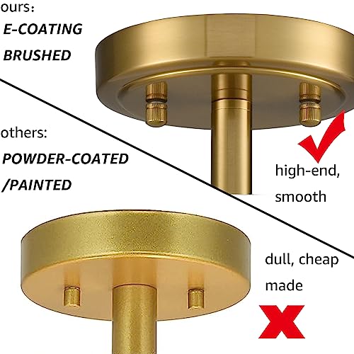 Image of DAYCENT Modern Gold LED Ceiling Light with Linen Drum Shade