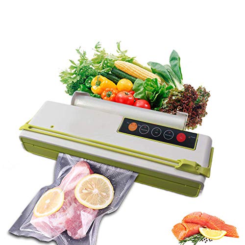 Vacuum Sealer Food Saver air seal sealing system sous vide cooker Fruits Meat Fish Coffee Wine Containers Preservation Sealer Vacuum Packing Machine Own Cutting Knife Bag Slot Multi-Function Vacuum Food Machine (Green)