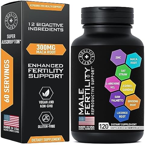 Fertility Supplements for Men - Advanced Fertility Blend for Men with Zinc, Maca, Ashwagandha, L-Arginine - Conception Fertility Prenatal Vitamins and Male Fertility Support Supplement - 120 Pills Cover