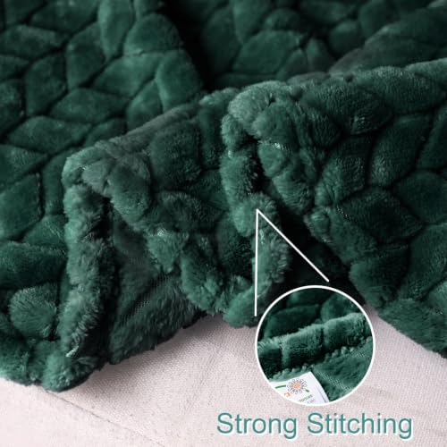 Image of Exclusivo Mezcla Fleece Throw Blanket for Couch Sofa, 50 inchx70 inch, Forest Green