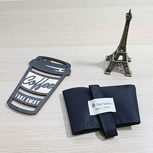 Image of Portable Hands-Free Coffee & Boba Cup Carrier Strap & Straw Loop (Black) | Tainada Eco Friendly Foldable Hot & Cold Drink Carrier for Take Out; Ideal for Walking & Shopping; 1 Coaster Included