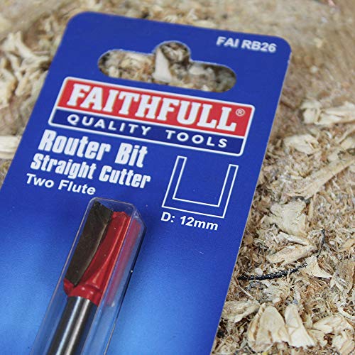 Faithfull FAIRB26 Router Bit TC Two Flute 1/4in 12mm,Red/Silver, 12.0Mm X 19Mm - Image 3