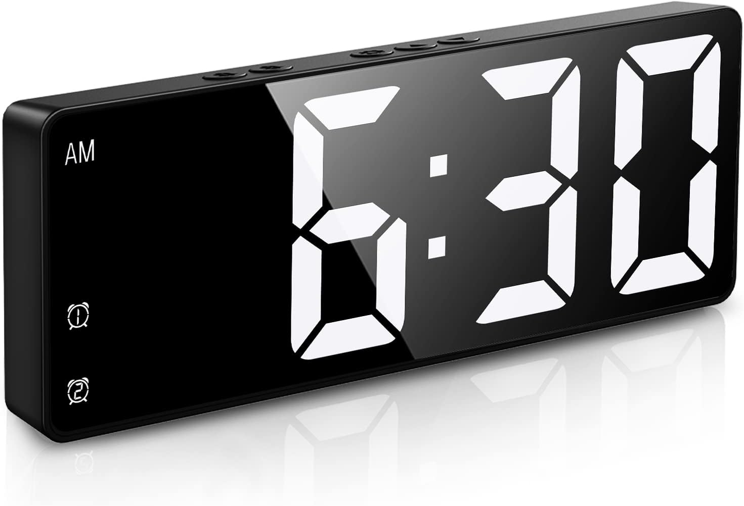 ORIA Digital Alarm Clock, LED Alarm Clock, Large Display Desk Clock with Temperature Display, 12/24H, Snooze, USB Charging or AAA Powered for Bedrooms Living Room