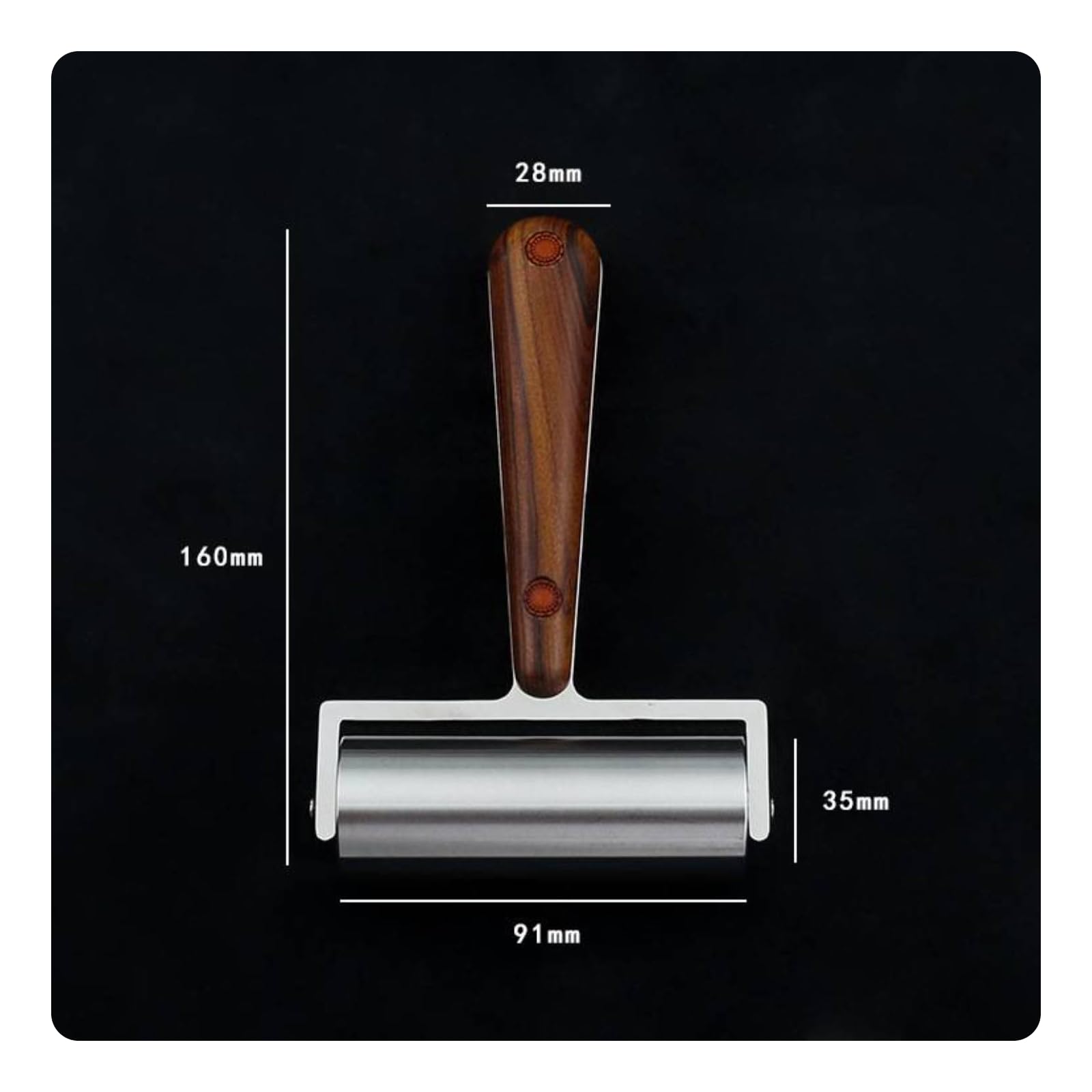 Rullino Pressatore a Doppio Cuscinetto Rullo con Manico in Legno Durevole Utensile per Appassionati di Fai da Te, Lavorazione Del Cuoio