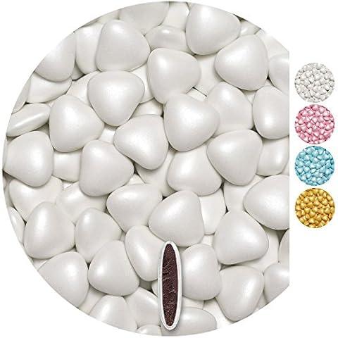 EinsSein® Schokoherzen Pearl 500g ca. 277 St. weiß med. Gastgeschenke Hochzeit Schokodragees schokolinsen dragees Süssigkeiten Taufe herz candy bar Candybar Hochzeitsmandeln Taufmandeln herzdragees Cover