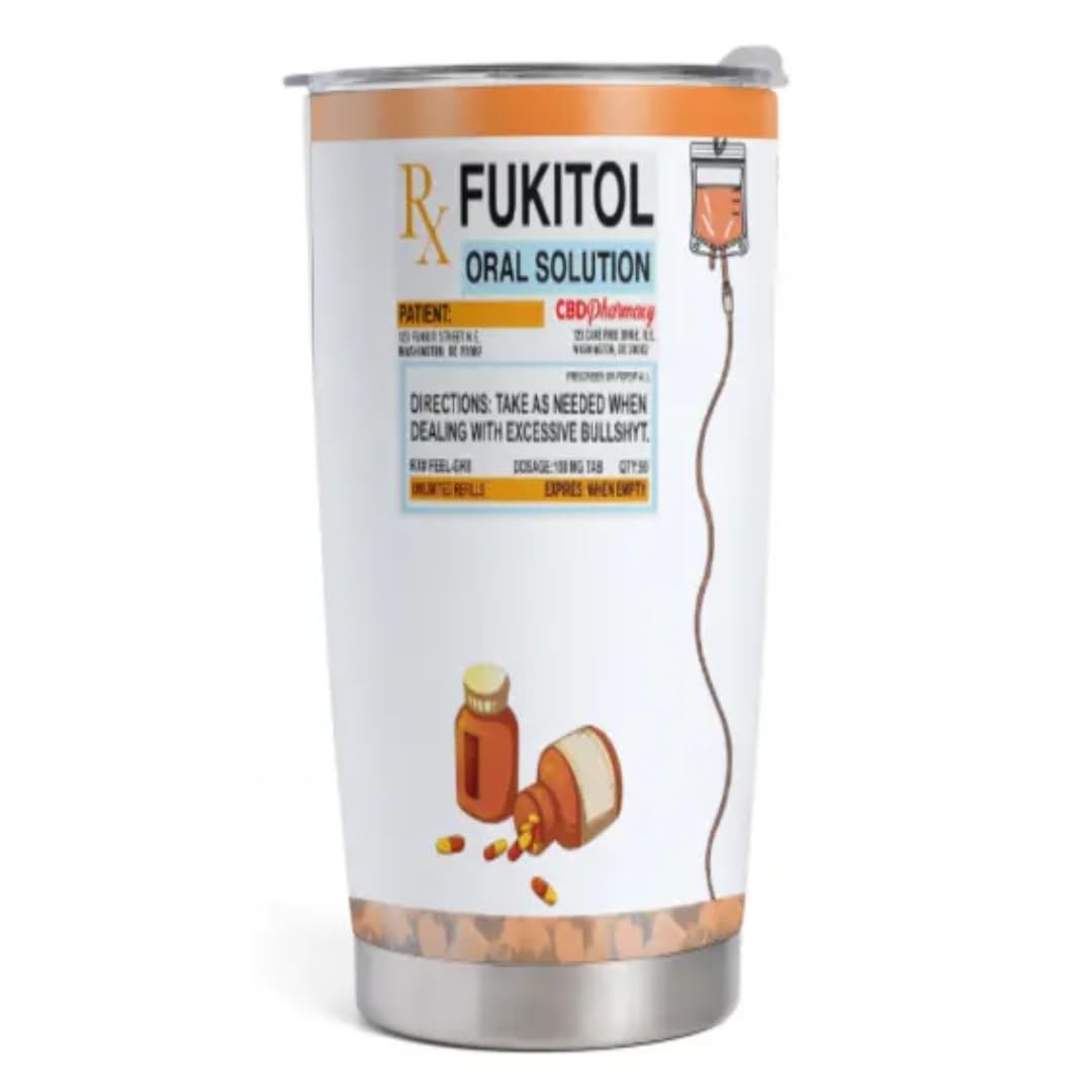 Funny Fukit0l Oral Solution Tumbler 20oz Funny Gift Tumbler for Friends Coworkers Humor Sarcasm Tumbler Water Bottle Drinkware