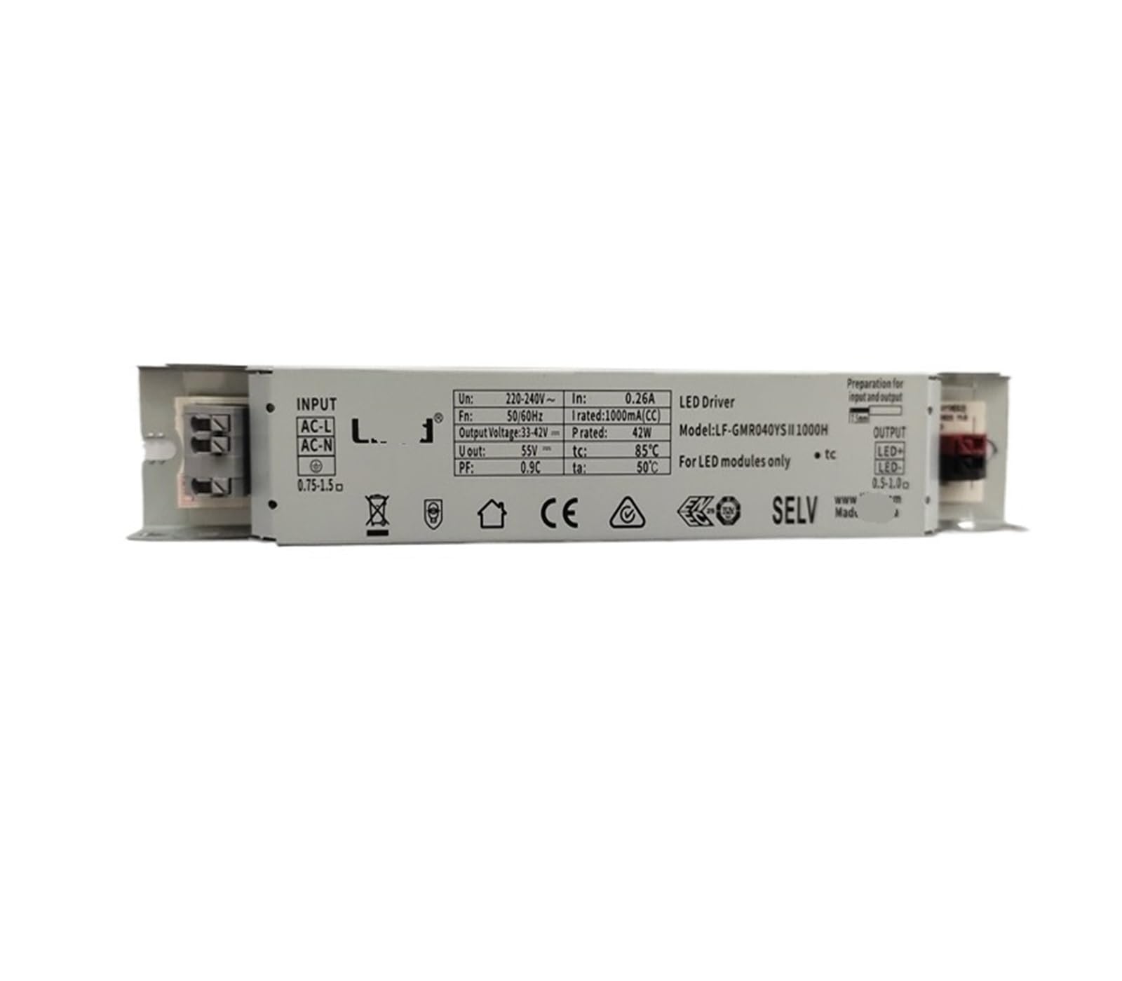 PWANUIGTE Driving LED Strip Light Constant Current Power Supply LF-GMR0631500U tri-Proof Controller(40W/DC33-40V/1000MA 195 * 30 * 21MM)