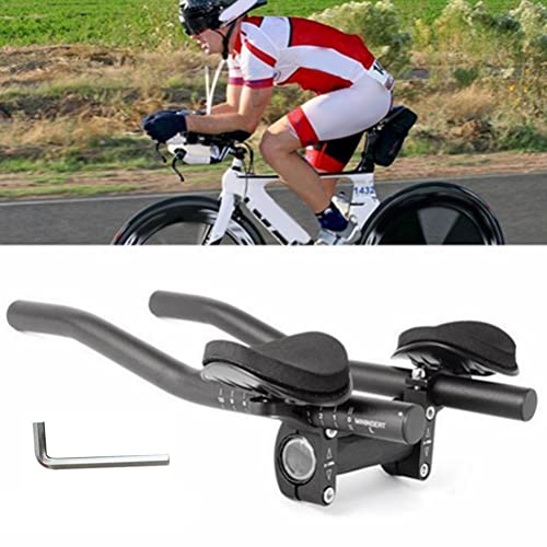 Triathlon Lenkeraufsatz, Schwarze Aluminiumlegierung Fahrrad TT Rennrad Lenker TT Armlehne mit Schraubenschlüssel-Werkzeug Mountainbike Oder Rennrad