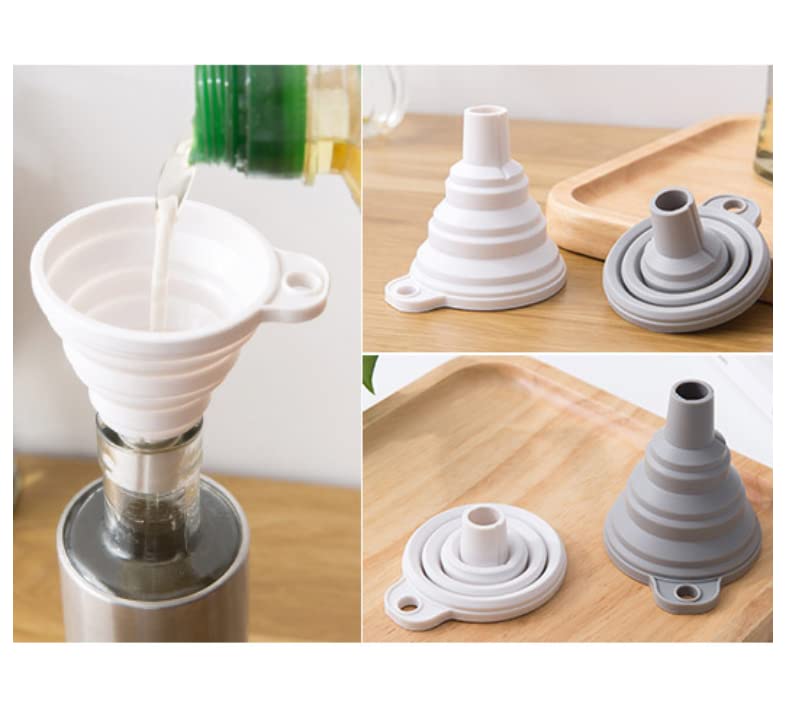2 PCS Silicone Collapsible Funnel Flexible Portable Mini Silicone Foldable Funnel for Liquid/Powder Transfer Hopper Food Grade Silicone Funnel