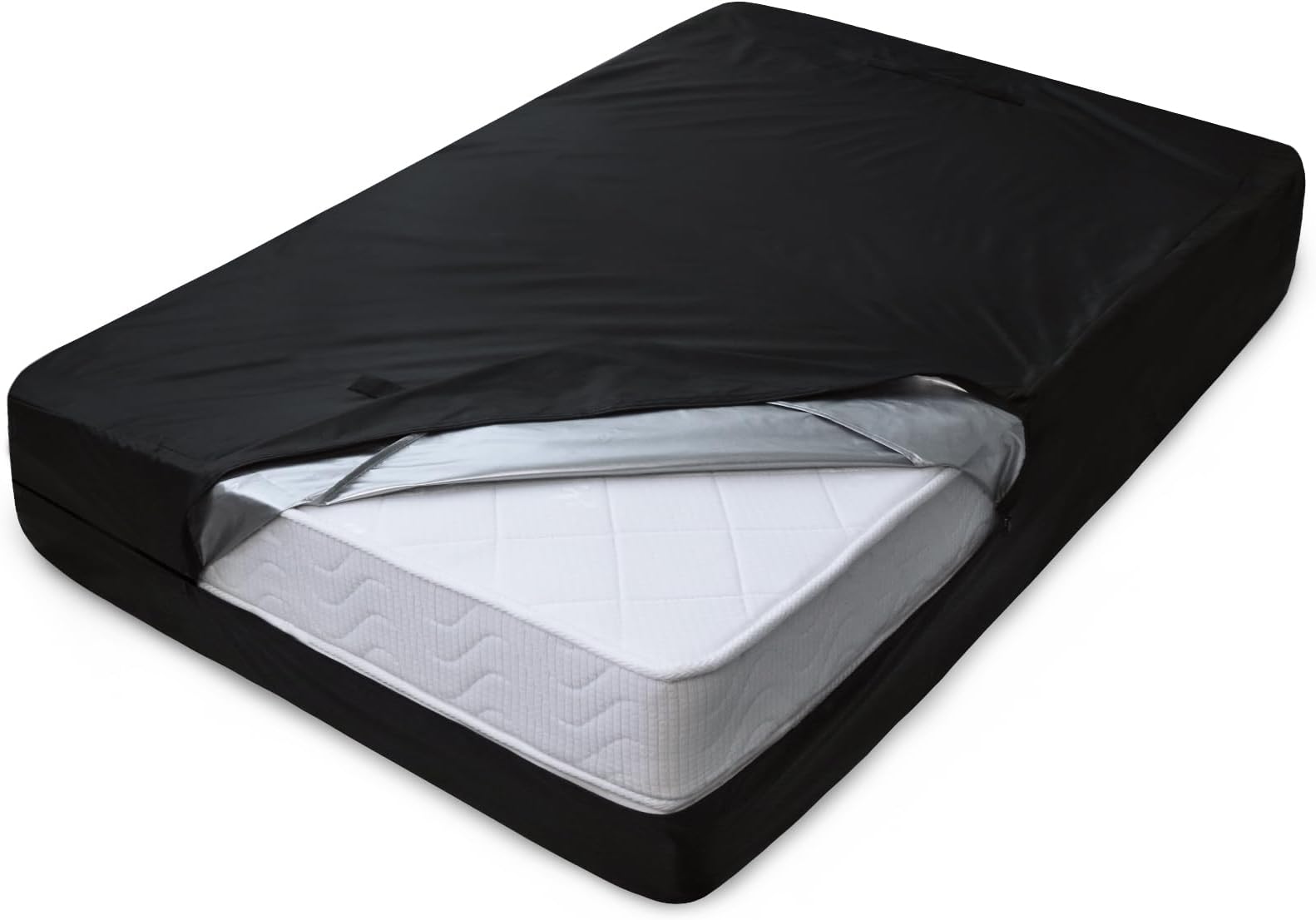 Queen Mattress Bags for Moving with 4 Handles, Waterproof Mattress Bag, Heavy Duty Mattress Bags for Storage with Double Zippers, Reusable Thick Tarp, Black