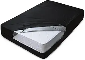 Mattress Bags for Moving and Storage, Heavy Duty Queen Mattress Bag with 4 Strong Handles, Waterproof Mattress Cover/Protector for Moving Queen Size, Reusable Thick Tarp, Black