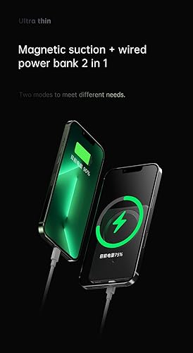 Miniatura 8 de KAPAN Banco de energía inalámbrico magnético portátil ultradelgado de carga rápida, batería de 10000 mAh, 20 W, banco de energía de carga compatible