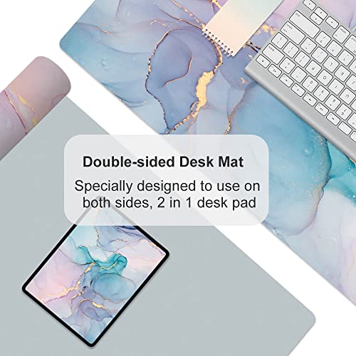 Qiyi Large Mouse Pad, Pu Leather Desk Mat For Desktop, Waterproof Gaming Desk Pad, Marble Painting Full Desk Accessories Keyboard Mousepad, Home & Office Décor 31.5" X 15.7" - Abstract Fluid Art #TOP4