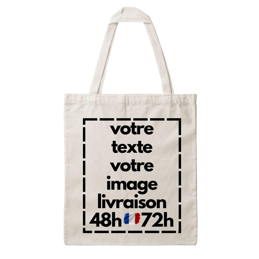 Générique Tote Bag Personnalisable – Sac Cabas en Coton Bio (38x42cm) – Ajoutez Votre Texte, Logo ou Image – Réutilisable & Écologique – Poignées Longues