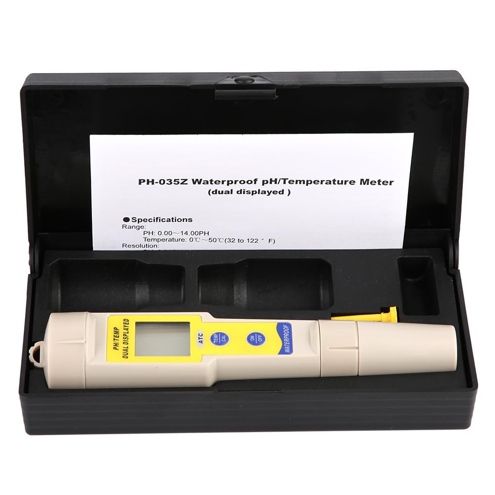 pH-metr cyfrowy, precyzyjny tester pH do gleby, wody, akwarium, z automatyczną kompensacją temperatury, zakres pH od 0,00 do 14,00, akumulator