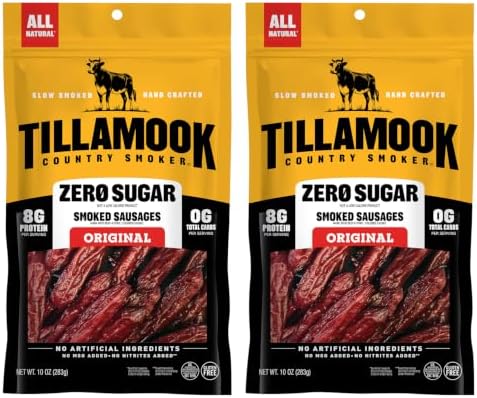 Tillamook Country Smoker Zero Sugar Original Keto Friendly Smoked Sausages, 10 Ounce (Pack of 2)