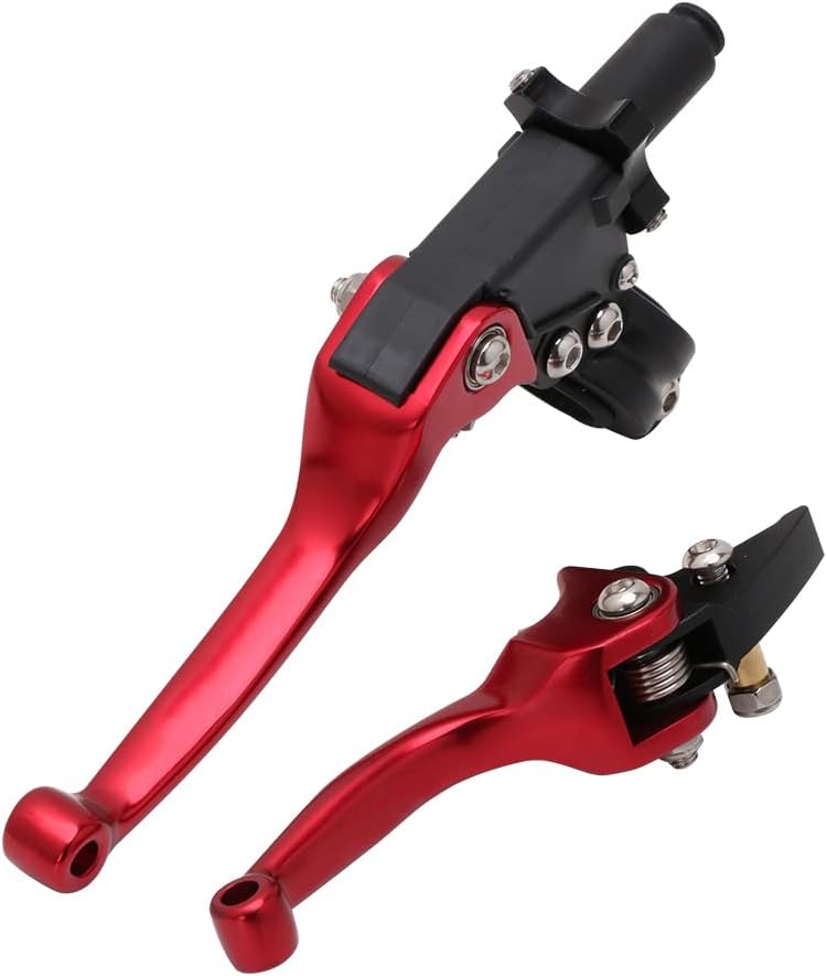 JFG RACING Motorcycle Clutch Brake Lever 7/8'' 22mm Folding Levers Aluminum Alloy Universal for 110cc 125cc 140cc 150cc SSR Apollo RFZ 125 DBX18/19 Xpro Coolster Thumpstar Baja Dirt Pit Bike Red