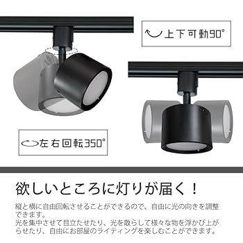 スポットライト ダクトレール用 6個 昼白色 4000K Ra96.5 黒 5組入 ダクトレール用スポットライト 黒 白 50W相当 照射角度