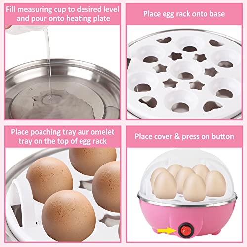 Image of Electric Egg Boiler | 3 Boiling Modes | Automatic Operation | Overheat Protection|75ml|Plastic|Multicolor
