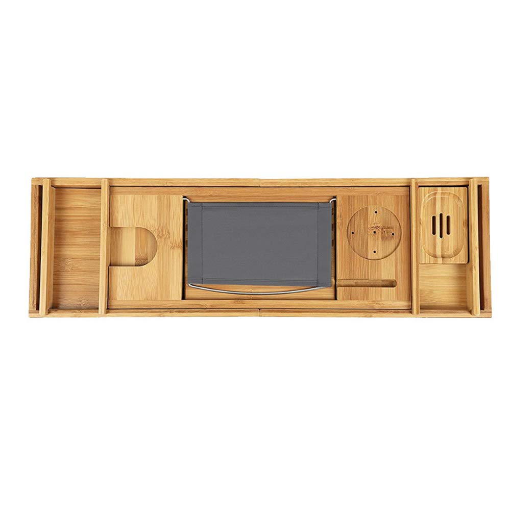 Bandeja De Bañera Bañera Caddie, Cama Escritorio Del Ordenador Portátil, Bandeja De Bañera Grande De Bambú 100% De Bandeja De La Cama, Uno O Dos Persona Bañera Y Bandeja De La Cama,(75/109)x23x4.5 cm