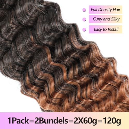 YYQXZG Deep Wave Bulk Hair for braiding 20 Inch No Weft Synthetic Curly Braiding Hair Extensions for Boho Braids (2bundles,120g,1B/30#) - Image 4