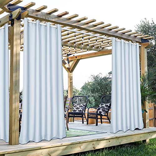 Cololeaf Outdoor Curtain Water Repellent For Patio - Home Decorations Rust Proof Grommet Top Indoor Outdoor Curtain Drape For Porch,Gazebo - Sky Blue 120" Wx96 L Inch (1 Panel) #TOP16