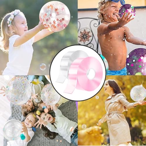 Nano Tape,28 Stück Nano Tape Bubbles Set für Kinder Doppelseitiges Klebeband DIY Craft mit Pailletten Aufkleber Dekorieren & Spielen für Jungen und Mädchen,Party Favours Gifts(Transparente+Rosa)