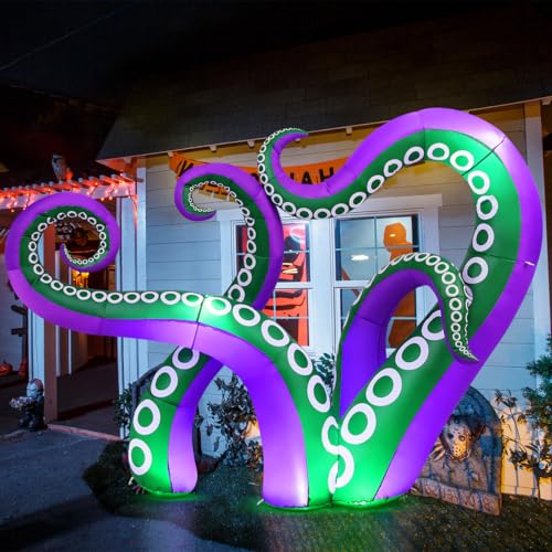 GOOSH 7.2 FT Halloween Inflatables Octopus Outdoor Decorations Blow Up Yard with Built-in LEDs for Window Garden Lawn Indoor Party Decor