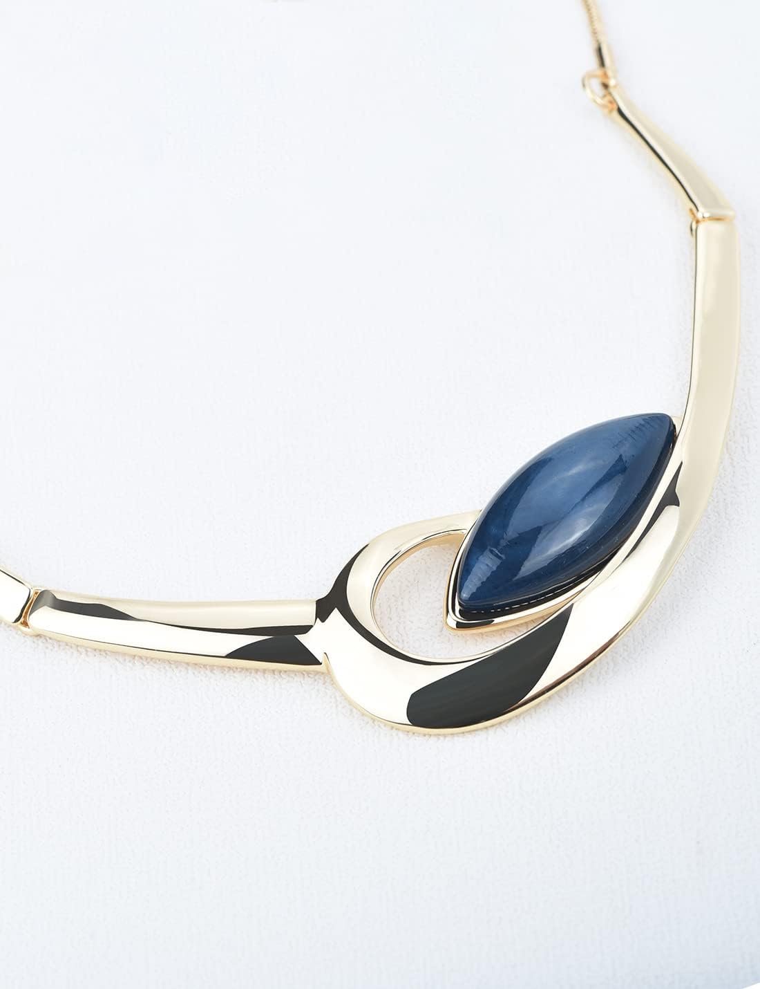 Hollow Out Oval Ring Bib Statement Necklaces and Earrings Jewelry Sets for Women Bridal Dinner Party Wedding Jewelry