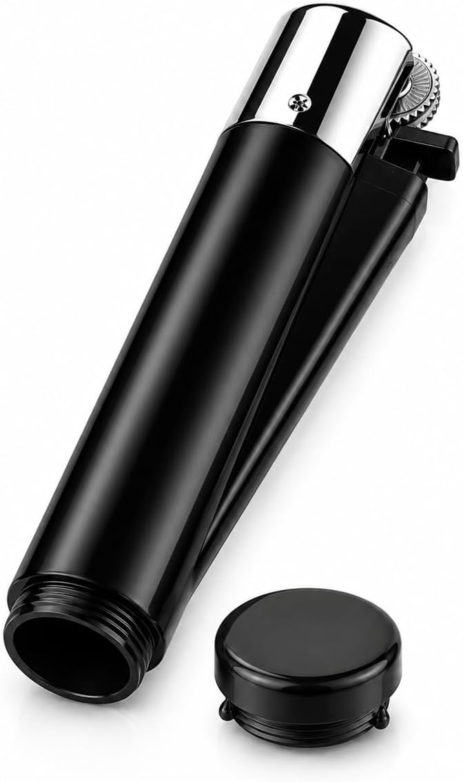 Genrise Secret Stash Lighter - Fully Functional Lighter with Hidden Compartment - Diversion Safe and Hidden Container for Secret Hiding Storage, Travel, and Festival Stash (Black)
