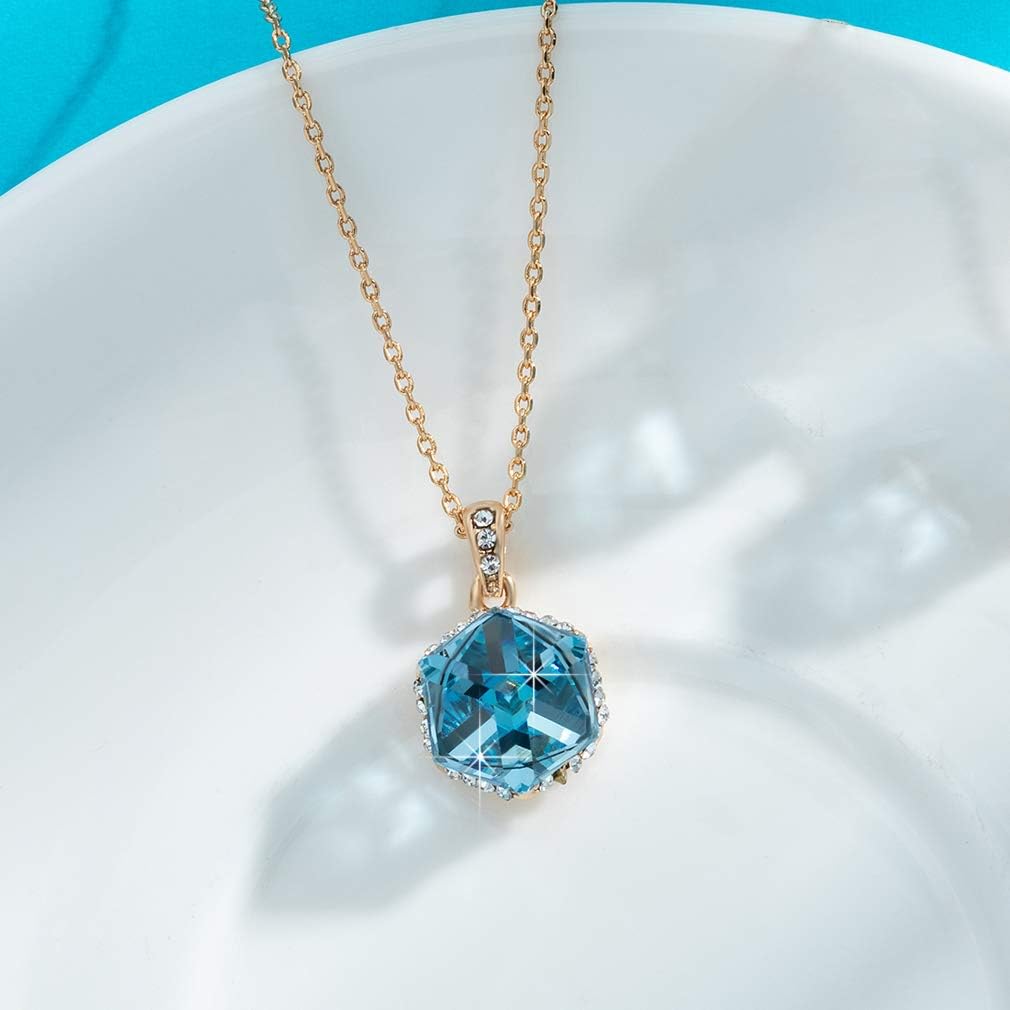 EVEVIC Color Changing Cubic Austrian Crystal Pendant Necklaces for Women 14K Gold Plated Hypoallergenic Jewelry - Image 5