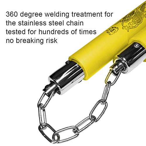 Ausemku Nunchucks - Safe Foam Rubber Training Nunchucks/Nunchakus with Steel Chain (Yellow)