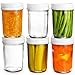 Glass Mason Jars Full Mouth - 8 Ounce - (6 Pack) Glass Jars with Metal Airtight Lids Perfect Meal Prep, Food Storage, Canning, Drinking Jars, for Jelly, Jam, Dry Food, Spices, Herbs, Salads, Yogurt,