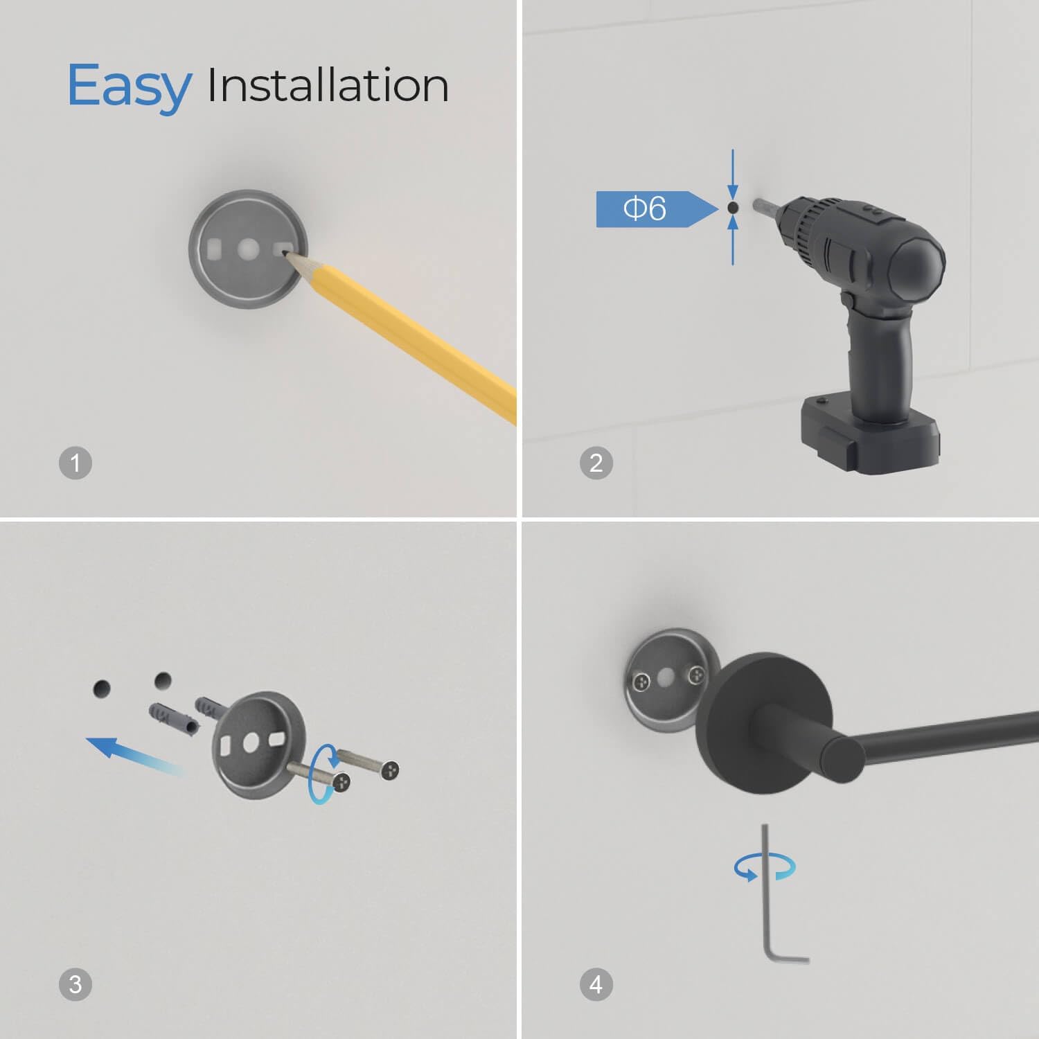 KIBI Circular 10-Inch Matte Black Bathroom Towel Bar – Solid Brass, Modern Space-Saving Design, Corrosion and Rust-Resistant Wall Mounted Hand Towel Holder for Bathroom, Kitchen, Washroom (KBA1403)