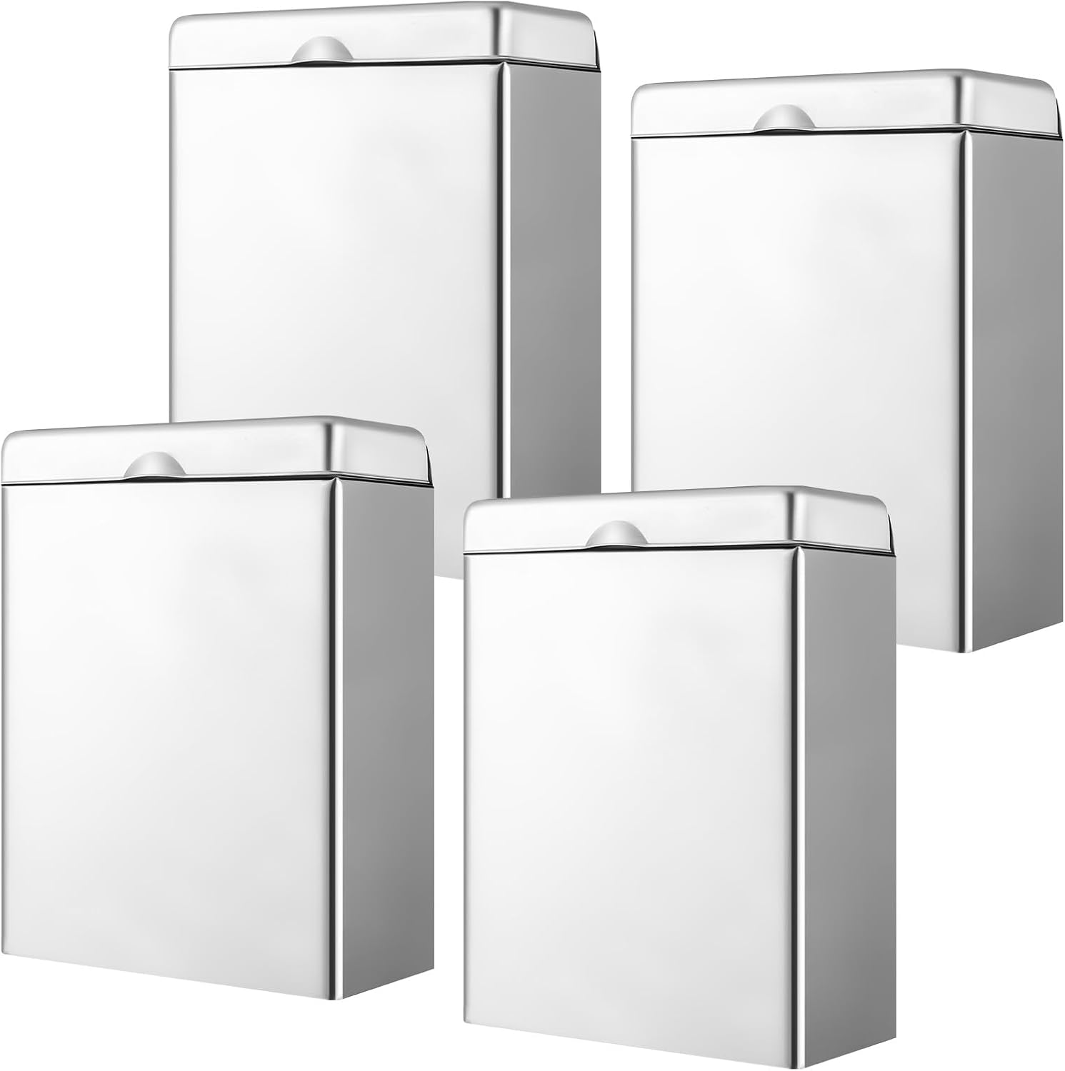 Tioncy 4 Pcs Sanitary Napkin Receptacle, Tampon Disposal Bin Wall Mounted Tampon Holder Stainless Steel Sanitary Napkin Disposal Bins for Home Office Public Restrooms Bathroom (Natural Color) Natural Color 4