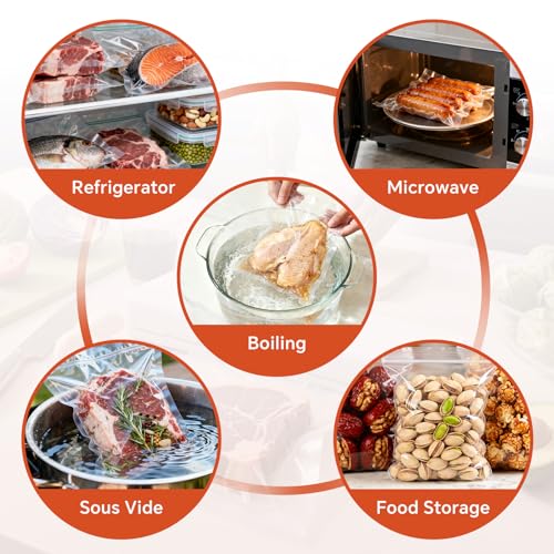 Image of 100PCS Vacuum Sealer Bags Set, 60 Quart 8 inch x 12 inch & 40 Gallon 11 inch x 16 inch, Pre-Cut Food Saver Bags for Vacuum Sealer Machine, BPA-Free Storage Bags for Freezer Meal Prep & Sous Vide