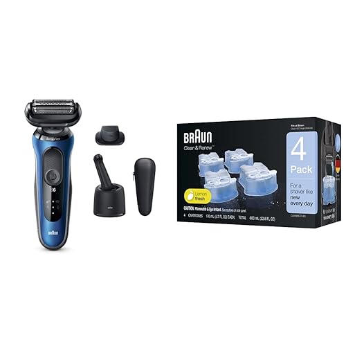 Braun Maquinilla de afeitar eléctrica para hombre, serie 6 6072cc SensoFlex con recortadora de barba de precisión, recargable, húmedo y seco, centro