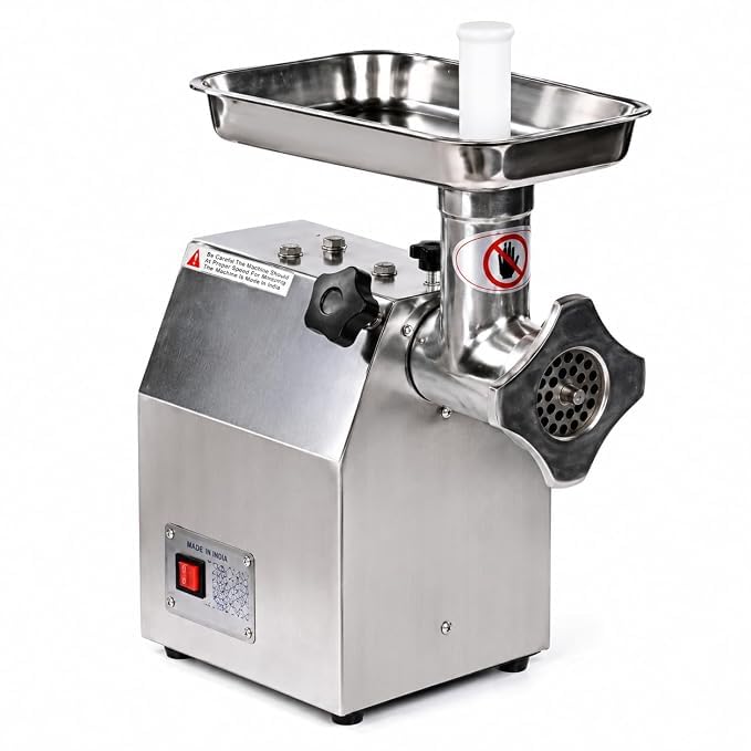 Shoppers Hub PNQ Electric Meat Mincer No. 12 Super Heavy Duty | 850W Commercial Stainless Steel Meat Grinder | 150kg/H Capacity | Inner Brass Gear | For Meat, Chicken & Mutton-image-31