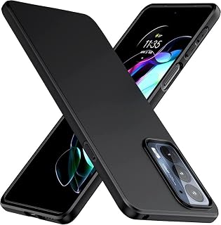 SkyTree Hybrid Ultra Light Slim Shockproof Silicone TPU Anti Slip Scratch Resistant Back Case Cover for Motorola Edge 30 5G - Black