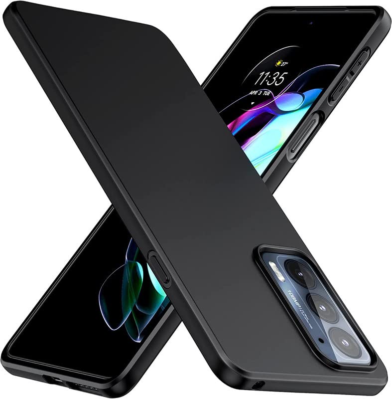 SkyTree Hybrid Ultra Light Slim Shockproof Silicone TPU Anti Slip Scratch Resistant Back Case Cover for Motorola Edge 30 5G - Black