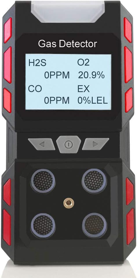GEALDEN 4 Gas Monitor Multi Gas Detector Sound Light Shock 4 Gas Meter Tester Analyzer Rechargeable Portable Gas Detector - 2 Years Detector