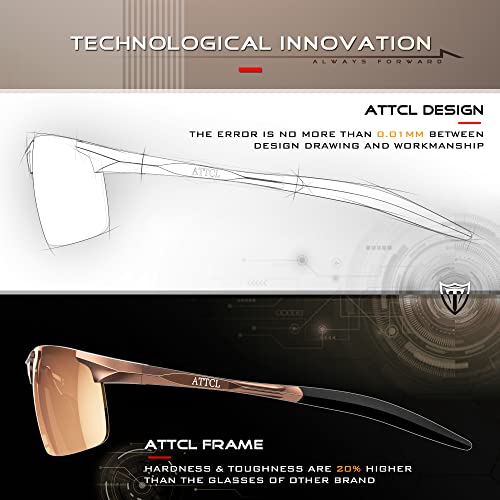 ATTCL Men's HOT Fashion Driving Polarized Sunglasses for Men Al-Mg metal Frame 8177Coffee