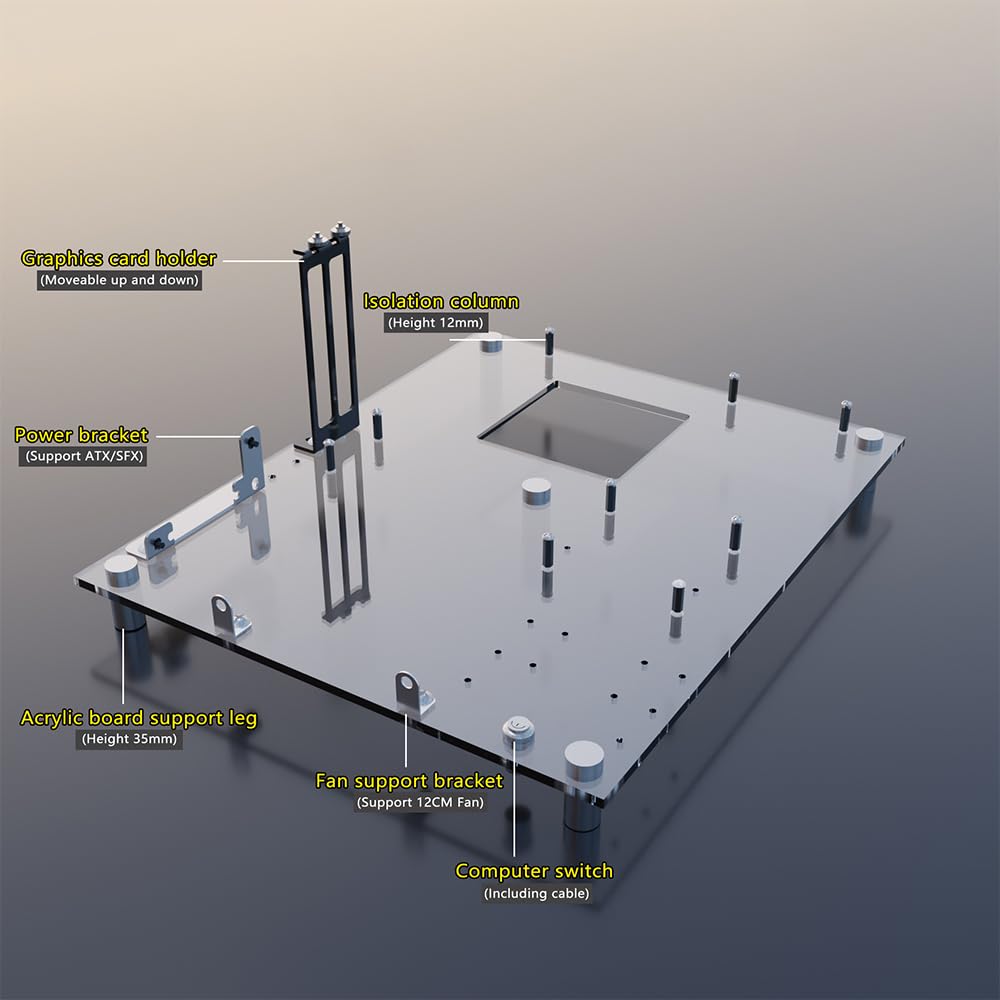 Custodia per PC a telaio aperto in acrilico fai da te per MATX, Motherboard ITX - Rack per panca da gioco e test per costruzioni PC