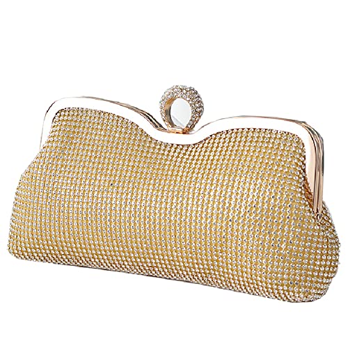 DZOZO Pochette de soirée avec strass pour femme - Sac en cristal brillant pour fête d'oiseau, Gold-a, Medium Cover