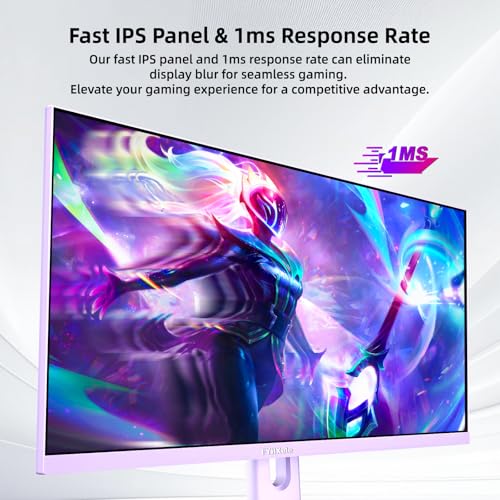 Image of FYHXele 27 inch Gaming Monitor, 180Hz Computer Monitor FHD 1080P Fast IPS Panel Pc Monitor, sRGB100%,1ms, DisplayPort /HDMI /Eye Care /Wall Mount Compatible-Purple
